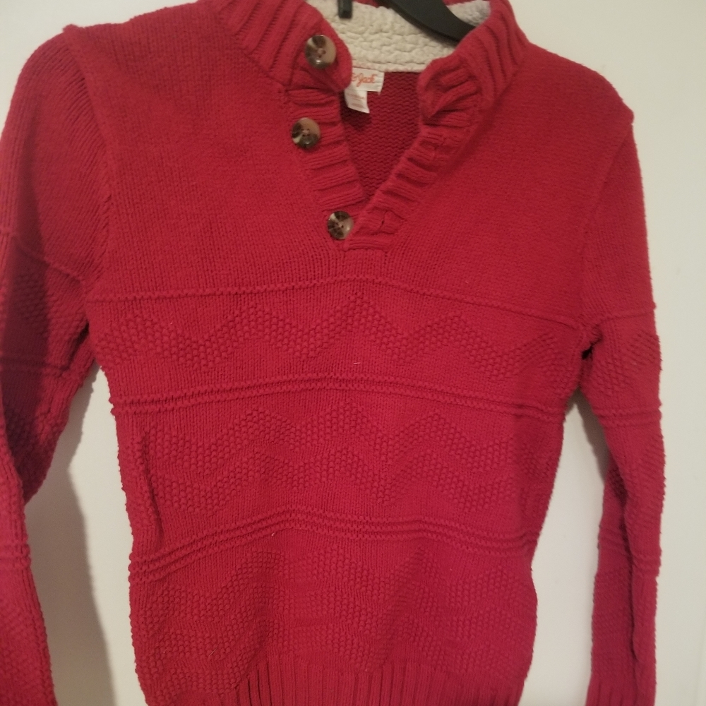 Cat & Jack Sweater Large ( 12/14) Boys Shearling Collar Button Neck EUC